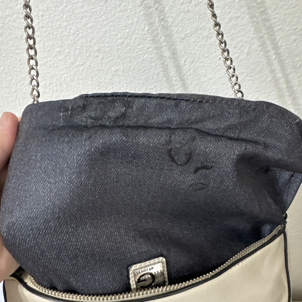 G By Guess Beige with Black Trim Crossbody Purse Beige‎ Satchel Chain Strap - Picture 8 of 13